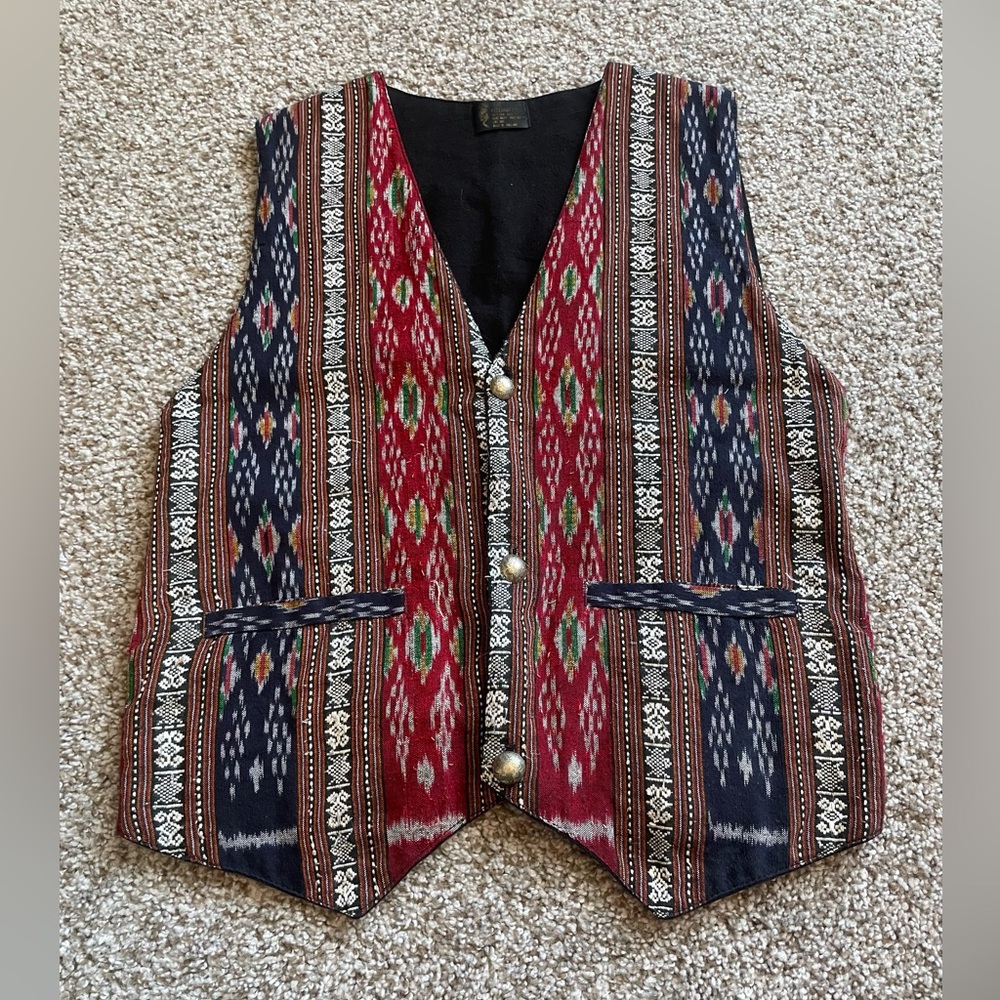 Rico International Vintage Woven Thai Silk Waist Coat Vest‎